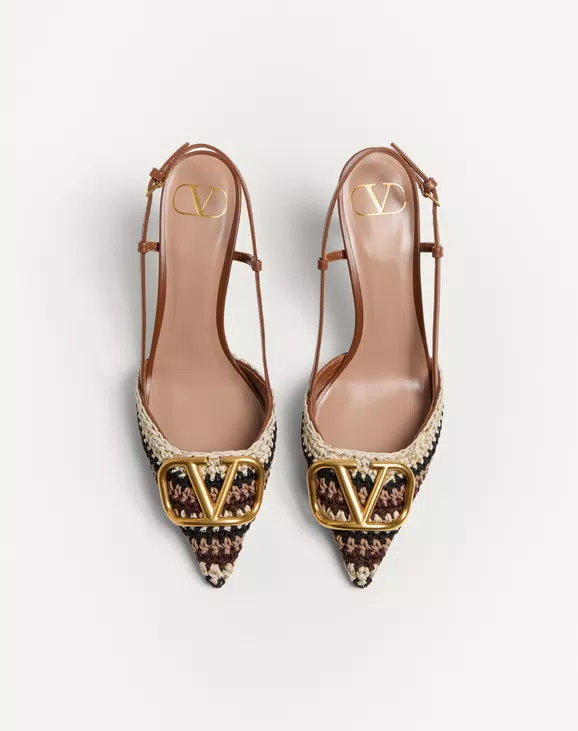 Valentino Vlogo Signature Slingback Pump With Crochet Embroidery 80Mm - Image 6